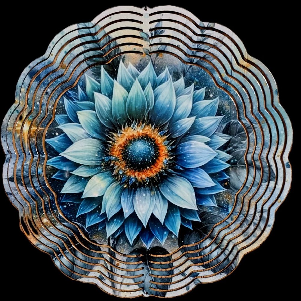 Teal Sunflower Windspinner